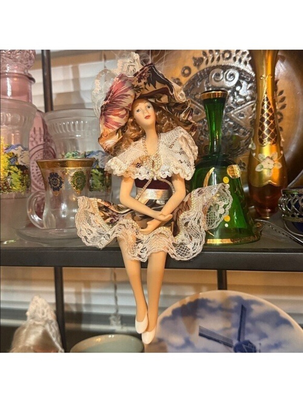 Boudoir Doll with Victorian-Style Aesthetic - Hat and Lace
